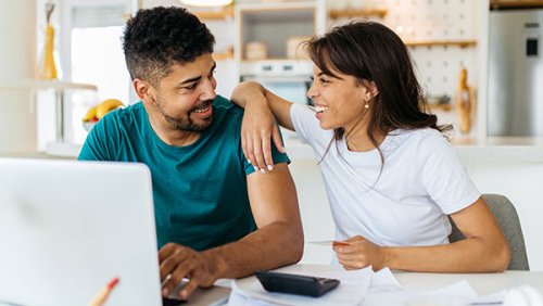 Woman and man chatting